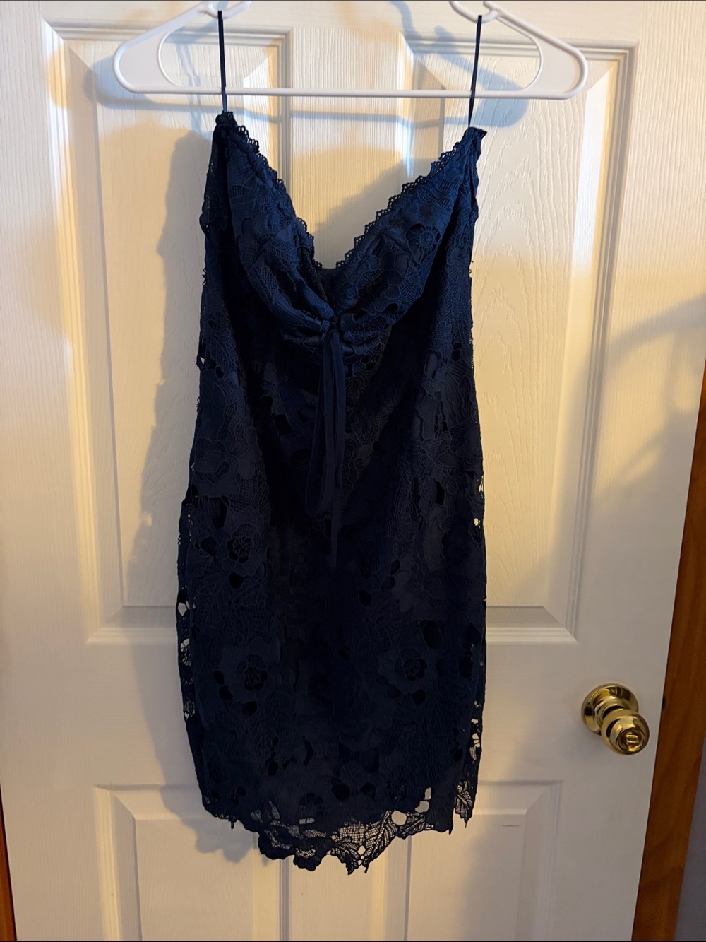 Fashion Nova Navy Blue Lace Mini Slip Dress